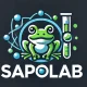 DALL·E 2024-09-01 14.45.19 - Design a logo for 'SapoLab' with a transparent background. The logo should have a scientific and educational feel, featuring a stylized frog element c